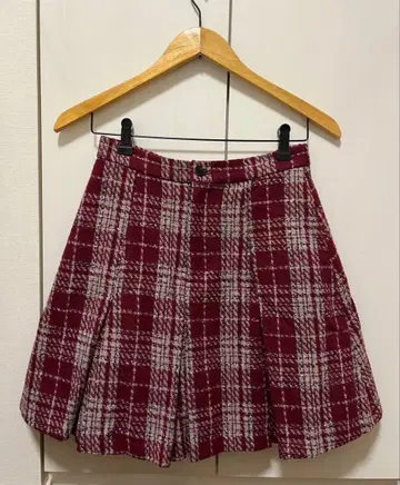 미슈마슈 박스 턱 미니 스커트 빨간색 체크 스커트