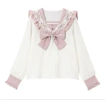 [ DearMyLove ] 하트 리본 가득 프릴 세일러 블라우스