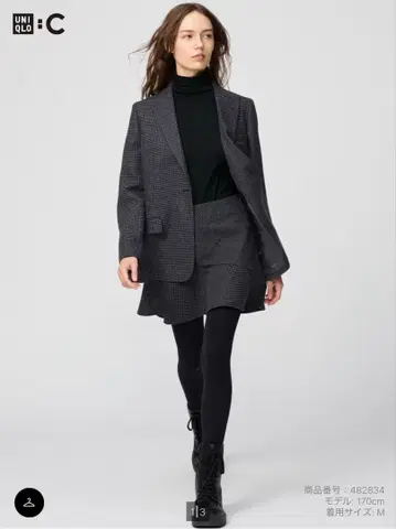 UNIQLO C 그레이 트위드 테일러드 자켓 M / 플레어 스코트 S