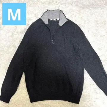 UNIQLO 캐시미어 블렌드 하프 지퍼 스웨터 다크 그레이 M