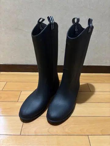 블랙 러버 롱 부츠 LL