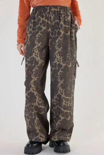 로데오 크라운 표범 무늬 팬츠 표범 무늬 하의 롱 바지