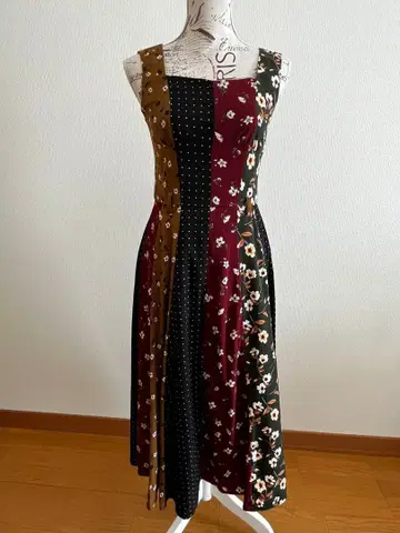 [ 새상품급 ] dazzrin 패치워크 미디 원피스 M 사이즈