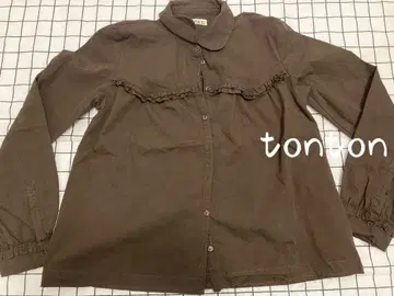 Coyseio 브라운 프릴 긴팔 셔츠