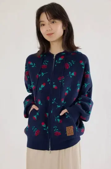 로데오 크라운 자카드 니트 지퍼 후드티