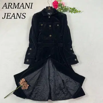 J763 M 아르마니 청바지 트렌치코트 블랙 여성용