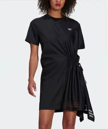 adidas 블랙 드레이프 미니 원피스 반팔