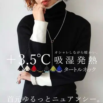 안티카 흡습 발열 터틀넥 블랙 x 아이보리