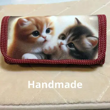 핸드메이드 고양이 패턴 가계부 장지갑