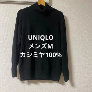 UNIQLO 남성용 캐시미어 100% 터틀넥 스웨터 M 블랙