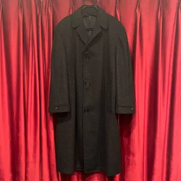 60s 미국제 울 스테인 칼라 체크 코트