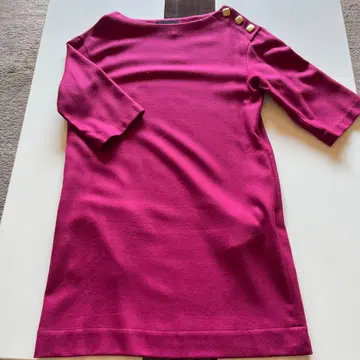 MOGA 핑크 버튼 달린 무릎 기장 원피스