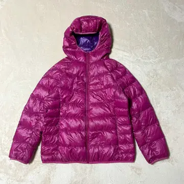 UNIQLO 유니클로 다운 자켓 광택 경량 y2k 후드 퍼플