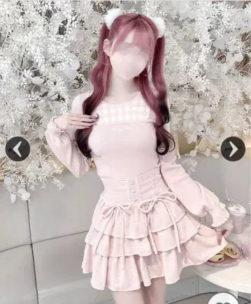 honey mew 트위드 캉캉 스커트 핑크