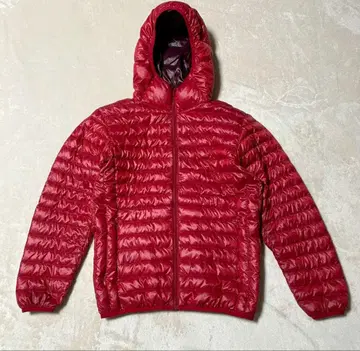유니클로 다운 자켓 후드 광택 y2k 레드 S