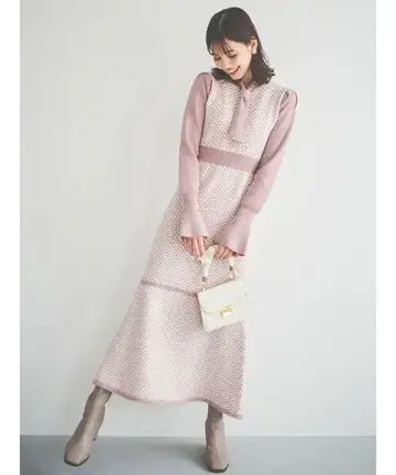 더즐린 헤링본 태국 파스텔 니트 원피스 머메이드