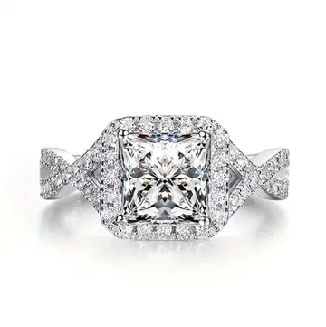 FJ 고품질 큐빅 지르코니아 반지 스퀘어 컷