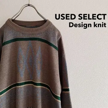 구제 의류 Native Design Acrylic Sweater / 카키