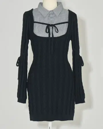 pium 레이어드 케이블 니트 원피스 한정 컬러