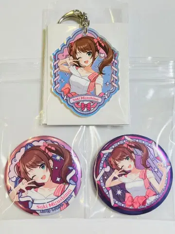 미즈시마 사키 캔뱃지 아크릴 키링 시구레 우이 x 아이돌 마스터