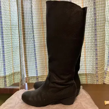 블랙 가죽 롱 부츠 지퍼 달린 핏핏