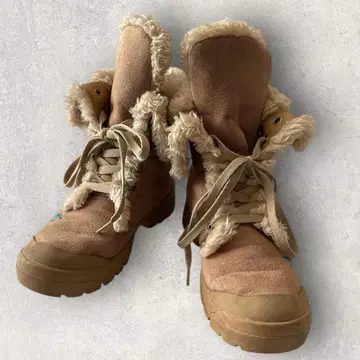 [최종 가격 인하] 퍼 달린 베이지 부츠 레어 구제 의류 빈티지