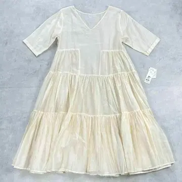 미사용 로즈버드 2way 티어드 원피스 베이지 free