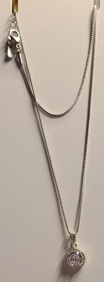 실버 라운드 컷 스톤 목걸이 실버 925