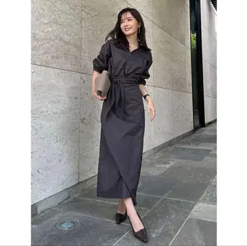 다크 그레이 셔츠 원피스 긴팔