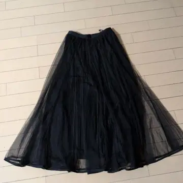 wayswill 블랙 튤 롱 스커트