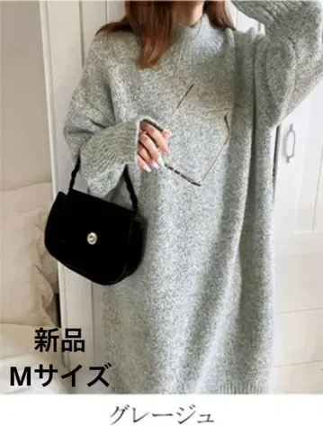 새상품 클래식 엘프 그레이지 니트 원피스 긴팔 M 사이즈