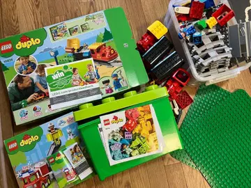 LEGO Duplo 컨테이너 사다리차 마을의 기차 듀플로 판 2장 세트