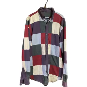 70s 디자이너 페이드 컷 맨투맨 사이키 패치워크 셔츠