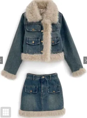 GRL 숏 기장 자켓 x 미니 스커트 퍼 데님 셋업[gc286]