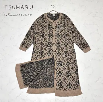 TSUHARU by Samansa Mos2 모티브 자카드 패턴 니트 코트