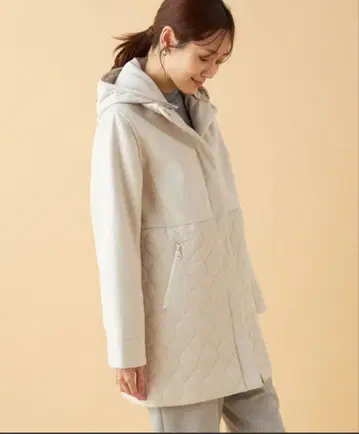 지속가능 하이브리드 롱 다운 코트 퀼팅