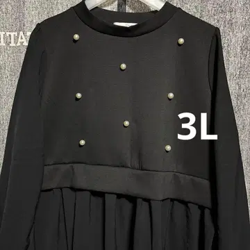 빅 사이즈 아베일 펄 장식 도킹 원피스 3L 블랙 포멀