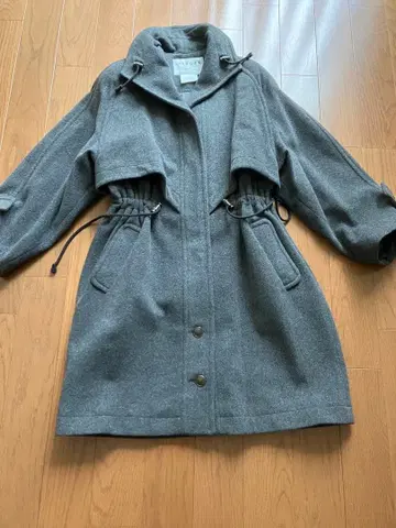 예거 여성용 그레이 더플 코트 울 캐시미어 혼방