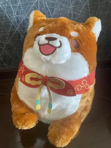 충견 모치시바 시바견 봉제 인형 빅 사이즈 빨간 스카프 포함