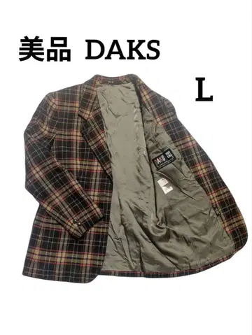 새상품급 DAKS 울 하우스 체크 테일러드 자켓 L 싸개 버튼
