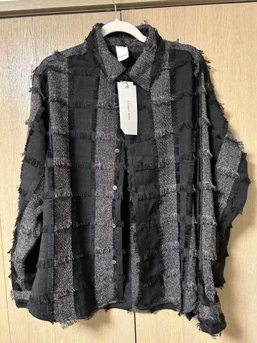 Casper John 프린지 체크 셔츠 블랙