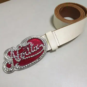 장식용 버클 화이트 벨트