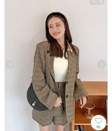 snidel 레이스 칼라 테일러드 자켓 심플 숏팬츠 셋업