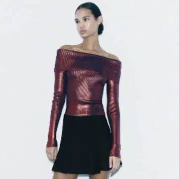 ZARA 레드 오프숄더 니트