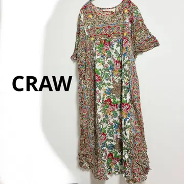 새상품급 CRAW 꽃무늬 V넥 반팔 원피스 프리 사이즈