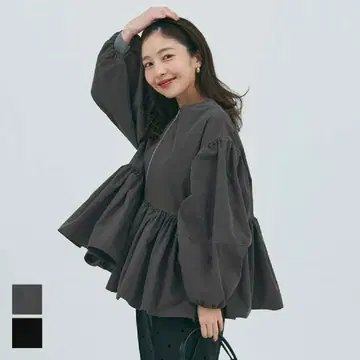 coca 벌룬 슬리브 개더 자켓 페플럼