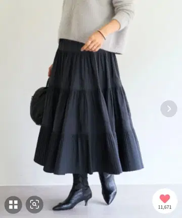 비어즐리 플리츠 캉캉 스커트 다크 그레이 프리