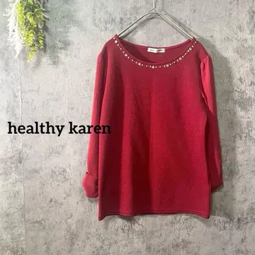 헬시카렌 긴팔 티셔츠 풀오버 비쥬 장식 리본 소매 예쁜 M