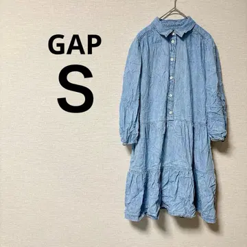 GAP [ S ] 갭 셔츠 원피스 부드러운 데님 긴팔 라이트 블루