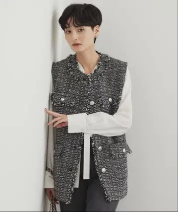 OPAQUE.CLIP 베스트 트위드 베스트